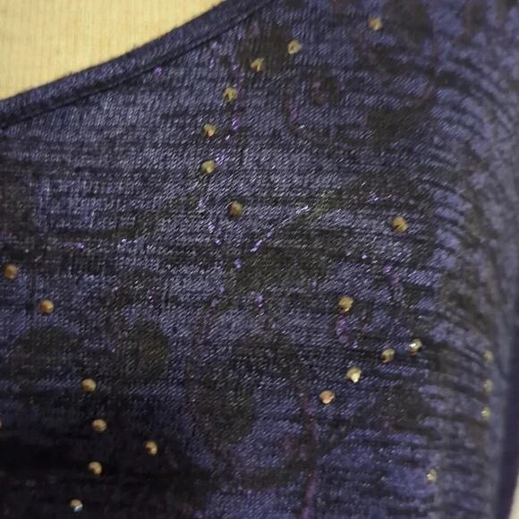 Catherine's Asymmetrical Embellished V-neck Sweater Purple Black Size 4X - Picture 4 of 6